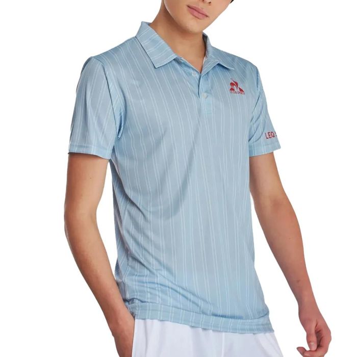 le-coq-sportif-chomba---TENNIS-STRIPE-POLO-CELESTE---Talle-S